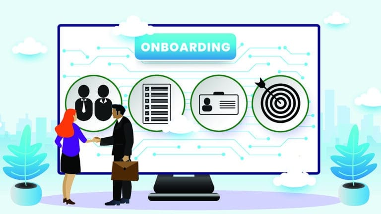 Image of a computer screen with the word "Onboarding"