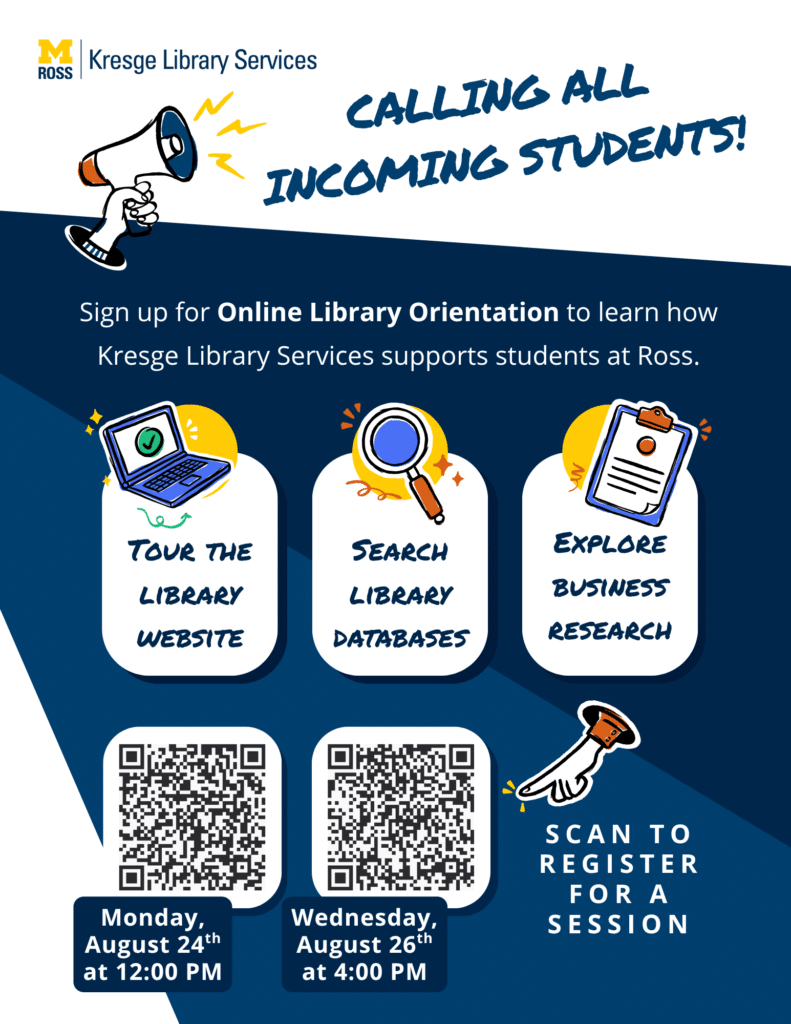 Information about the Online Library Orientation. Please email clairemy@umich.edu with any questions.
