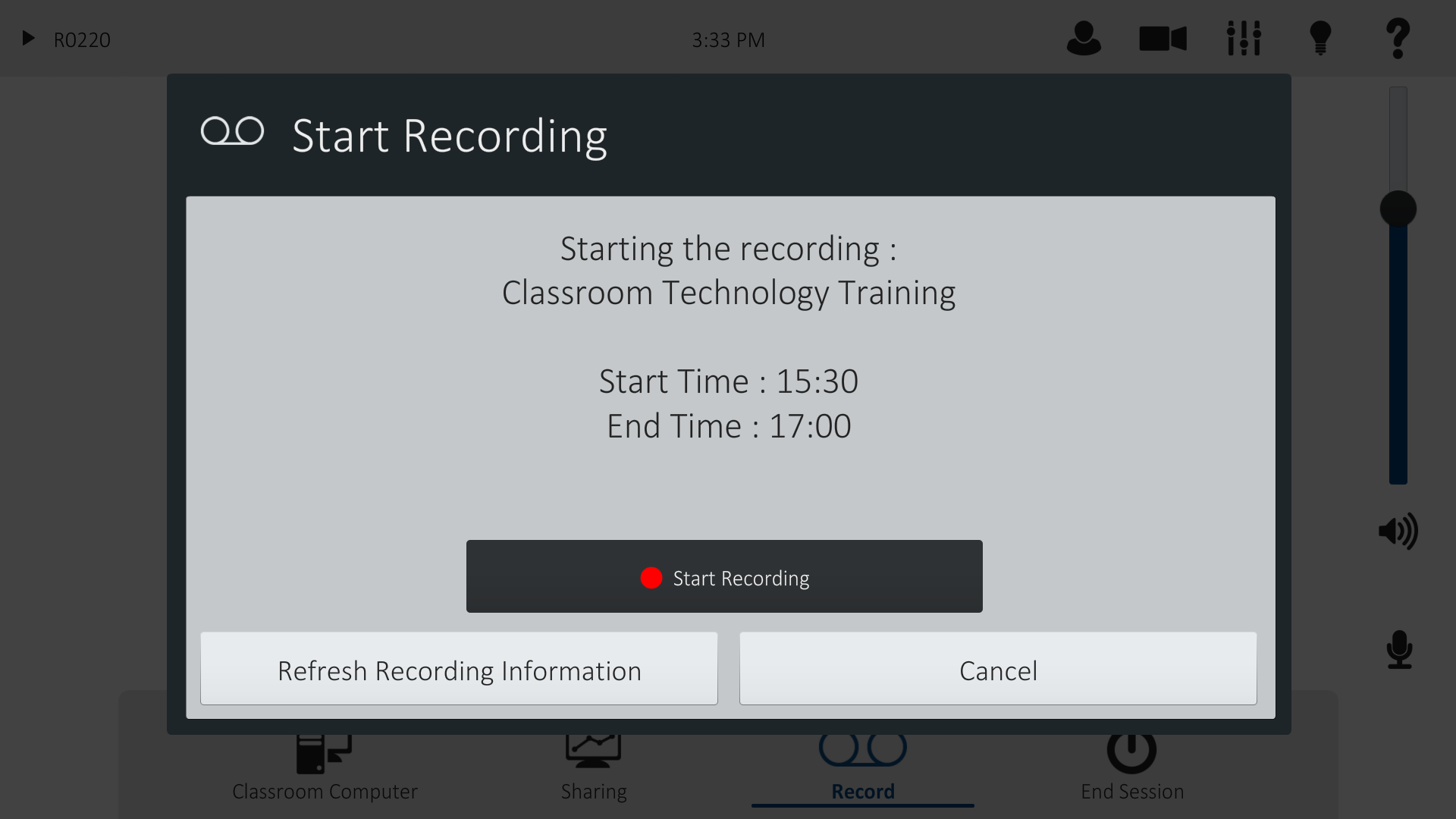 start recording button