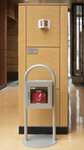 An automated external defibrillator (AED)