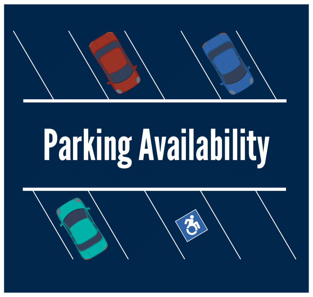 illustration of a parking lot with parking availability added.